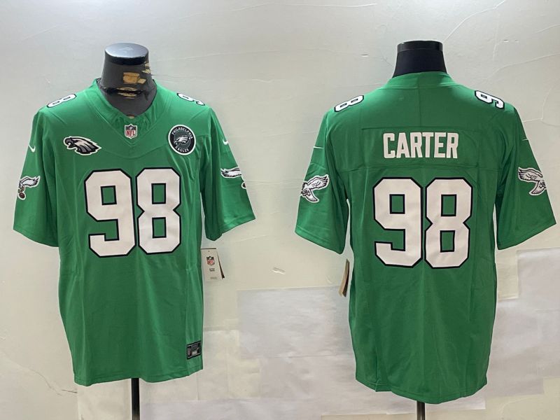 Men Philadelphia Eagles #98 Carter Green Throwback 2024 Nike Vapor Limited NFL Jersey style 3